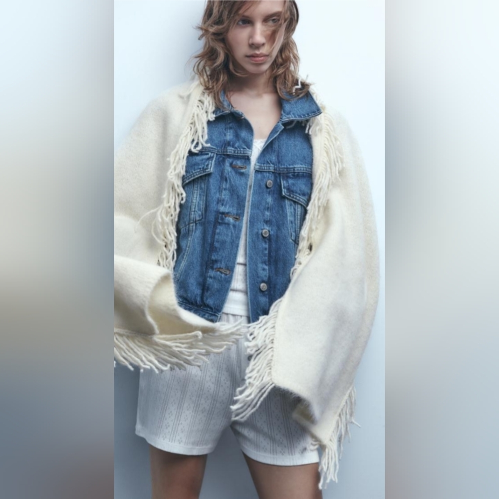 NEW Zara Alpaca Wool Fringe Scarf - Picture 2 of 5